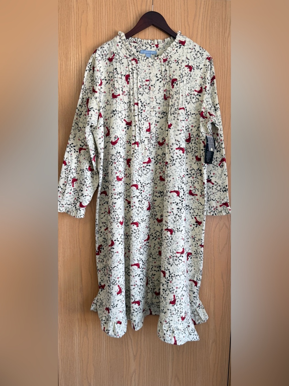 Only Necessities | Plus SZ L 18/20 | Cardinal Flannel Nightgown Dress Cotton NWT